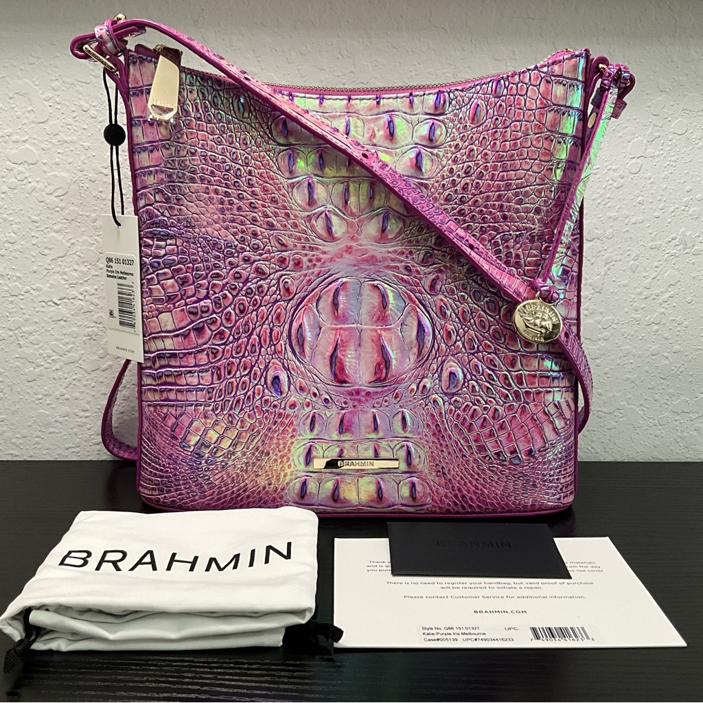 Brahmin Katie Purple Iris Melbourne Crossbody Shoulder Bag W/3 Eyes Nwt